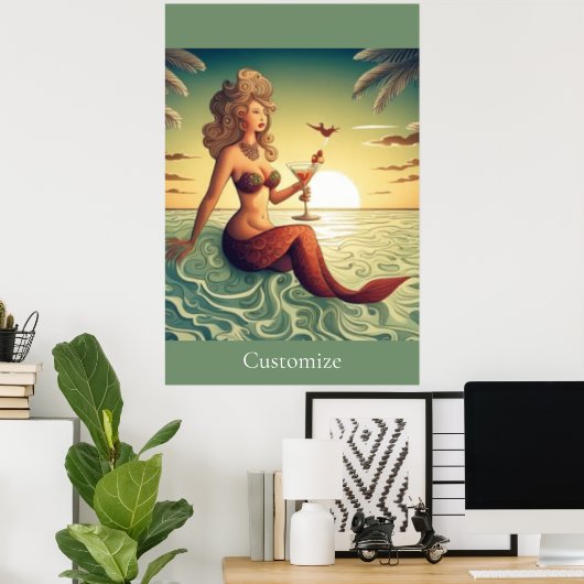 Classy Martini Mermaid Thunder_Cove Poster (Heimbüro)
