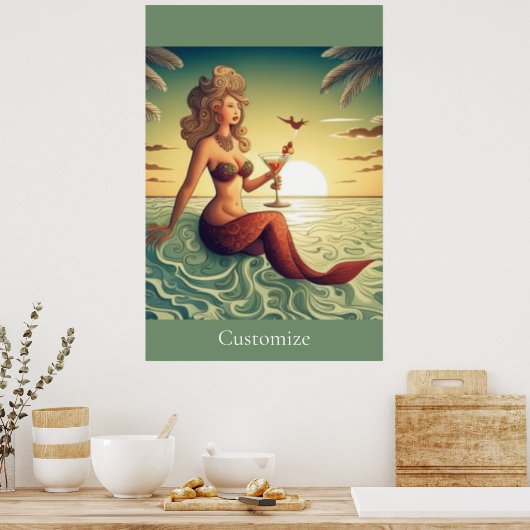Classy Martini Mermaid Thunder_Cove Poster (Küche)