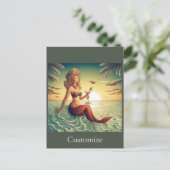 Classy Martini Mermaid Thunder_Cove Postkarte (Stehend Vorderseite)