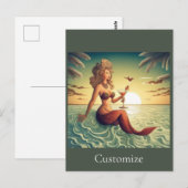 Classy Martini Mermaid Thunder_Cove Postkarte (Vorne/Hinten)