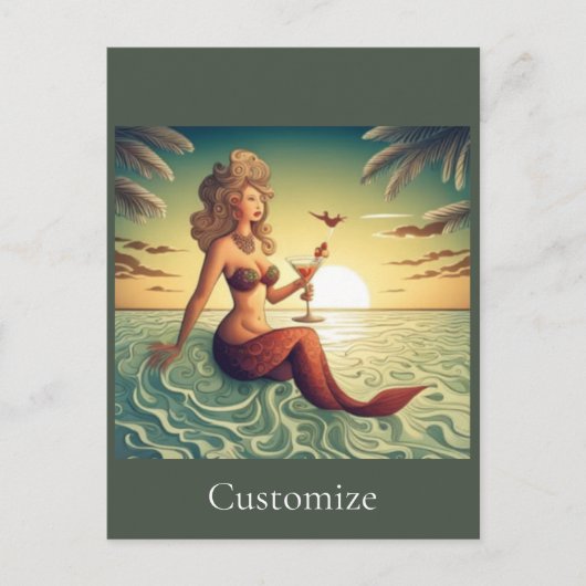 Classy Martini Mermaid Thunder_Cove Postkarte (Vorderseite)