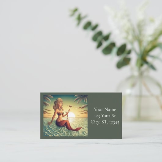 Classy Martini Mermaid Thunder_Cove Visitenkarte (Stehend Vorderseite)