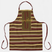 CLASSY MASCULINE BROWN GOLD RED STRIPEY MONOGRAM SCHÜRZE (Vorderseite)
