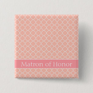 Classy Matron of Honor Pink and White Button