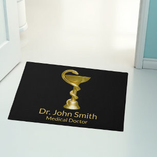 Classy Medical Bowl Hygieia Snake Gold Caduceus Fußmatte