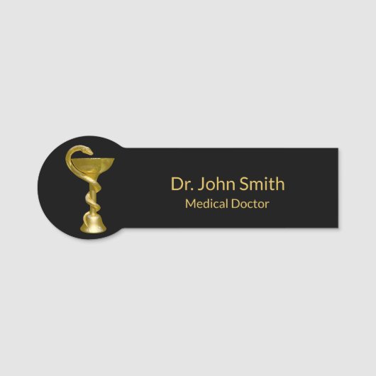 Classy Medical Bowl Hygieia Snake Gold Caduceus Namensschild (Vorderseite)