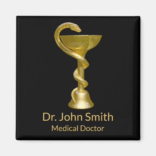 Classy Medical Bowl Snake Hygieia Gold Caduceus Magnet (Vorne)
