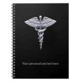 Classy Medical Caduceus auf Black Silver Notizblock (Vorderseite)