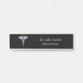Classy Medical Caduceus auf Black Silver Türschild (Vorderseite )