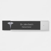 Classy Medical Caduceus auf Black Silver Türschild (Vorderseite )