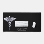 Classy Medical Caduceus Silver on Black Schreibtischunterlage (Tastatur & Maus)