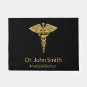 Classy Medical Gold Caduceus auf Black - Doormat Fußmatte (Vorderseite)