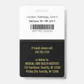 Classy Medical Gold Caduceus auf Black Foto ID Ausweis (Rückseite)