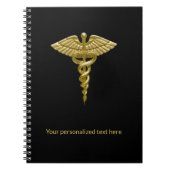 Classy Medical Gold Caduceus auf Black - Notebook Notizblock (Vorderseite)