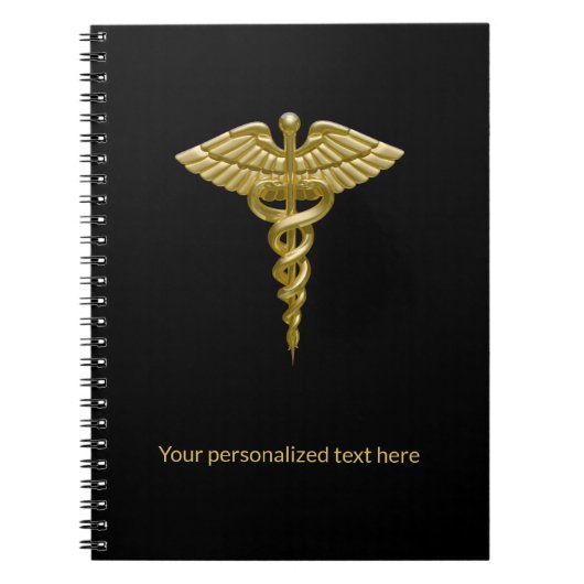 Classy Medical Gold Caduceus auf Black - Notebook Notizblock (Vorderseite)