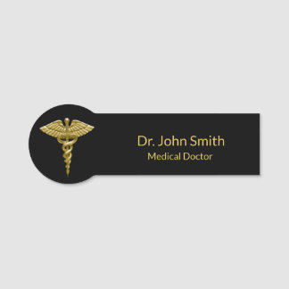 Classy Medical Gold Caduceus auf schwarz Namensschild