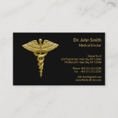 Classy Medical Gold Caduceus auf schwarzer Seite Terminkarte (Vorderseite)