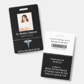 Classy Medical Silver Caduceus auf Black Foto ID Ausweis (Vorder- & Rückseite)