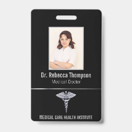 Classy Medical Silver Caduceus auf Black Foto ID Ausweis