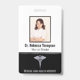 Classy Medical Silver Caduceus auf Black Foto ID Ausweis