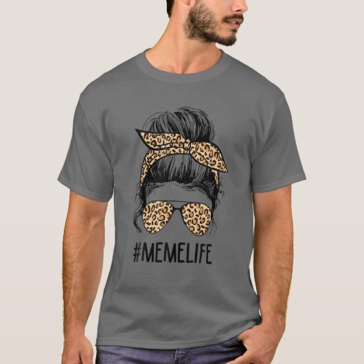 Classy Meme Life Messy Hair Bun Leopard Women Moth T-Shirt (Vorderseite)