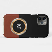 Classy Mens Monogram Leather Art Case-Mate iPhone Hülle (Rückseite (Horizontal))