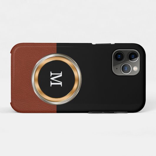 Classy Mens Monogram Leather Art Case-Mate iPhone Hülle (Rückseite (Horizontal))