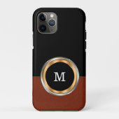 Classy Mens Monogram Leather Art Case-Mate iPhone Hülle (Rückseite)