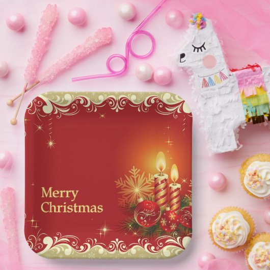 Classy Merry Christmas Paper Plate Pappteller (Party)