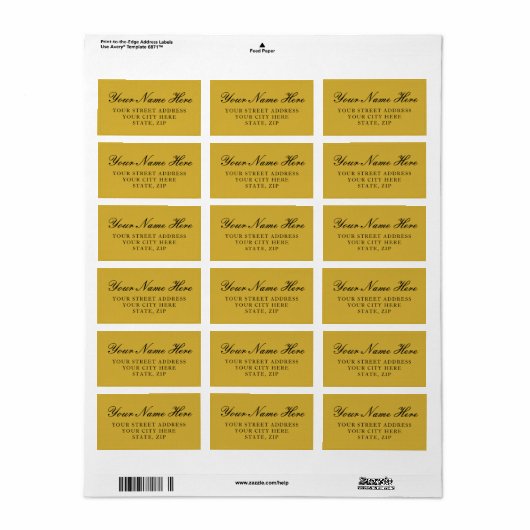 Classy Metallic Gold Return Address Labels Adressaufkleber (Vorne)