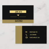 Classy, Metallic Martini Gold Logo Barkeeper Visitenkarte (Vorne/Hinten)