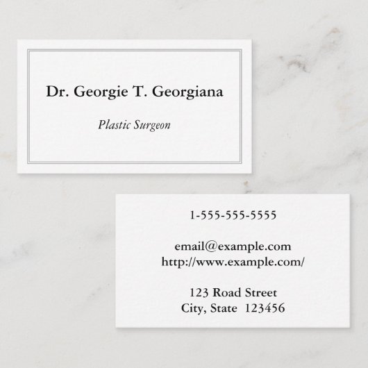 Classy & Minimal Plastic Surgeon Business Card Visitenkarte (Vorne/Hinten)