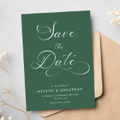 Classy Minimalistisch Eleganwood Forest Green Wedd Save The Date