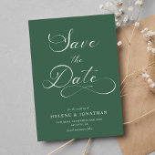 Classy Minimalistisch Eleganwood Forest Green Wedd Save The Date