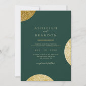 Classy Minimalistisch Emerald Green & Gold Wedding Einladung (Vorderseite)