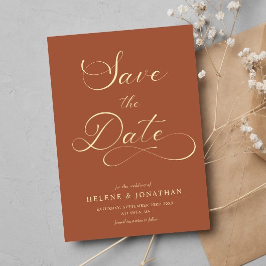 Classy Minimalistisch Terracotta auf dem Monte Tam Save The Date