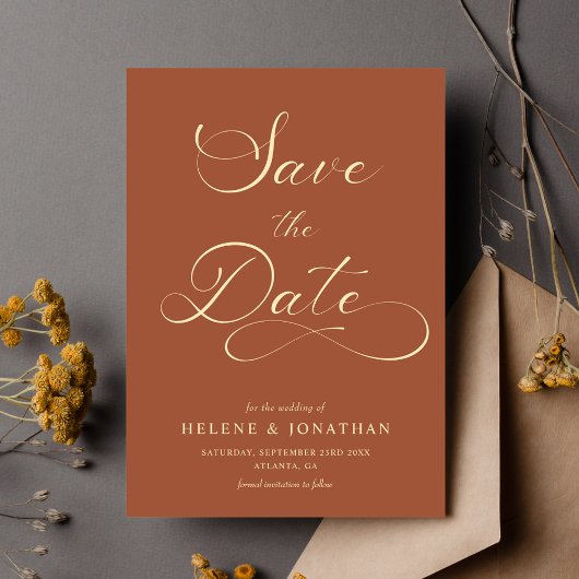 Classy Minimalistisch Terracotta auf dem Monte Tam Save The Date