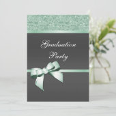 Classy Mint Green & Black Graduation Party Einladung (Stehend Vorderseite)