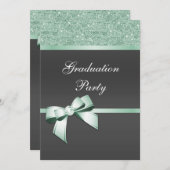 Classy Mint Green & Black Graduation Party Einladung (Vorne/Hinten)
