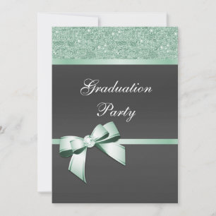 Classy Mint Green & Black Graduation Party Einladung