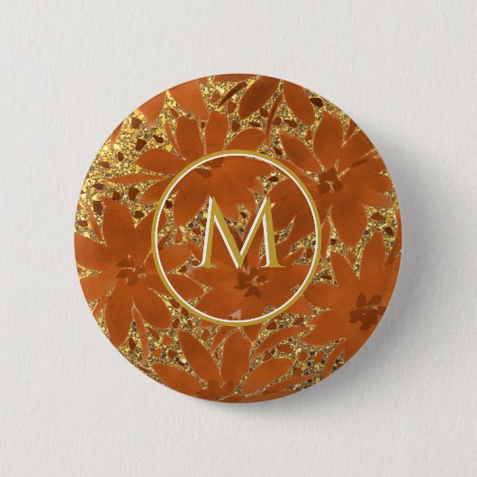 Classy Mit Monogramm Gold Sparkle Button (Vorderseite)