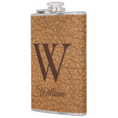 Classy Mit Monogramm Initial Brown Imitats Leather Flachmann (Links)