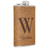 Classy Mit Monogramm Initial Brown Imitats Leather Flachmann (Rechts)