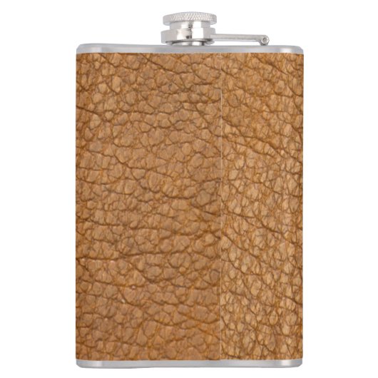 Classy Mit Monogramm Initial Brown Imitats Leather Flachmann (Rückseite)