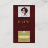 Classy Modern Beruflich Burgundy Gold Foto Visitenkarte (Vorderseite)