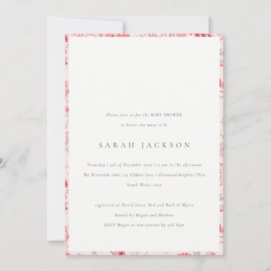 Classy Modern Blush Paisley Typografie Baby Shower Einladung (Vorderseite)