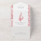Classy Modern Blush Paisley Typografy Wedding All In One Einladung (Außenbereich)