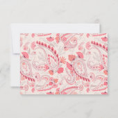 Classy Modern Blush Paisley Typografy Wedding RSVP Karte (Rückseite)