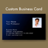 Classy Modern Custom Photo QR Code Blue Gradient Visitenkarte