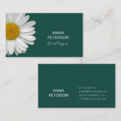 Classy Modern Elegant Daisy Flower on Teal Visitenkarte (Vorne/Hinten)